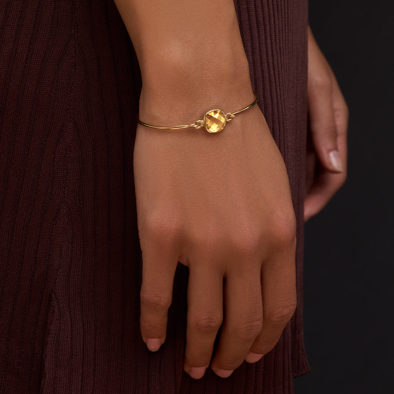 Tetra Bangle, Citrine, Gold