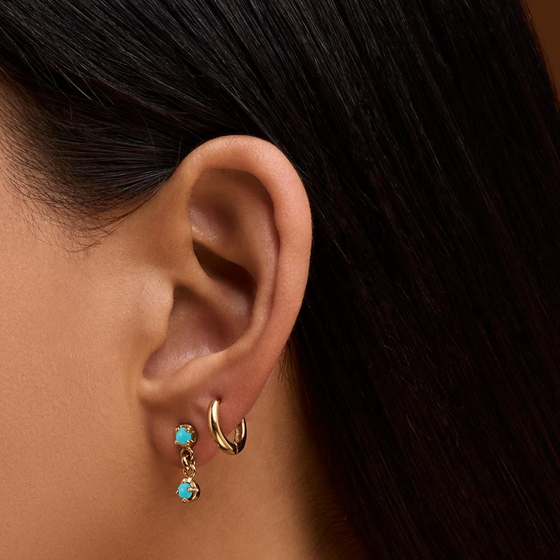 Winkie Duo Stud, Turquoise, Gold