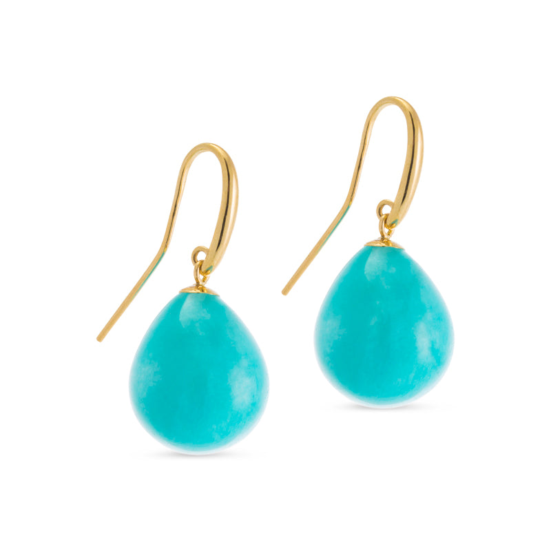 Balloon Earring, Amazonite, 9kt Yellow Gold