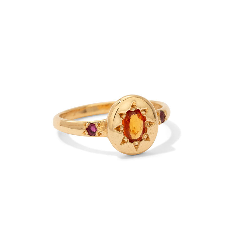 Aelia Ring, Orange Sapphire, 9kt Yellow Gold