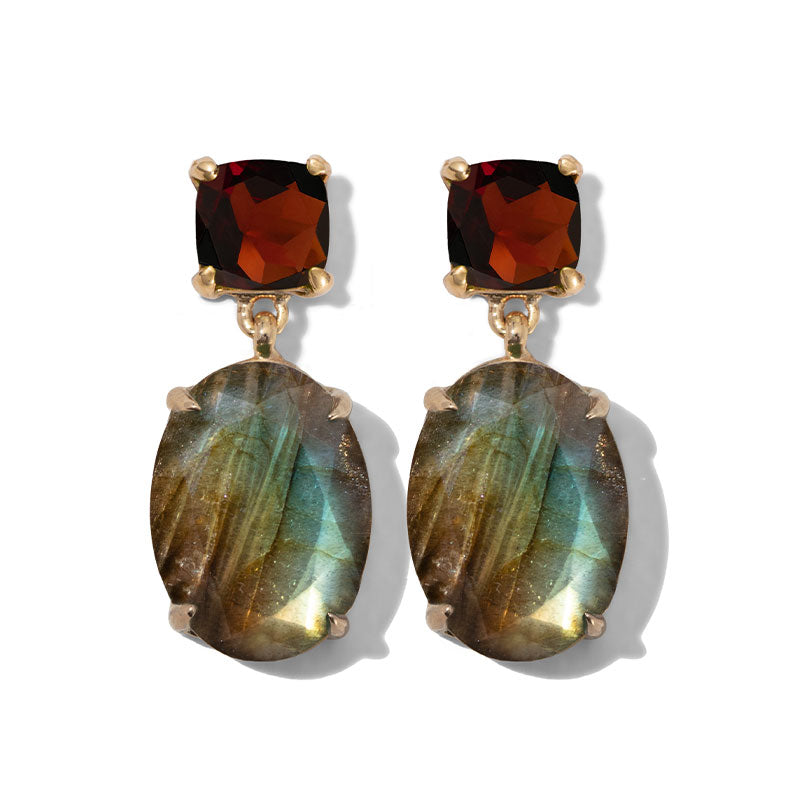 Outlet Labradorite and Garnet Earrings