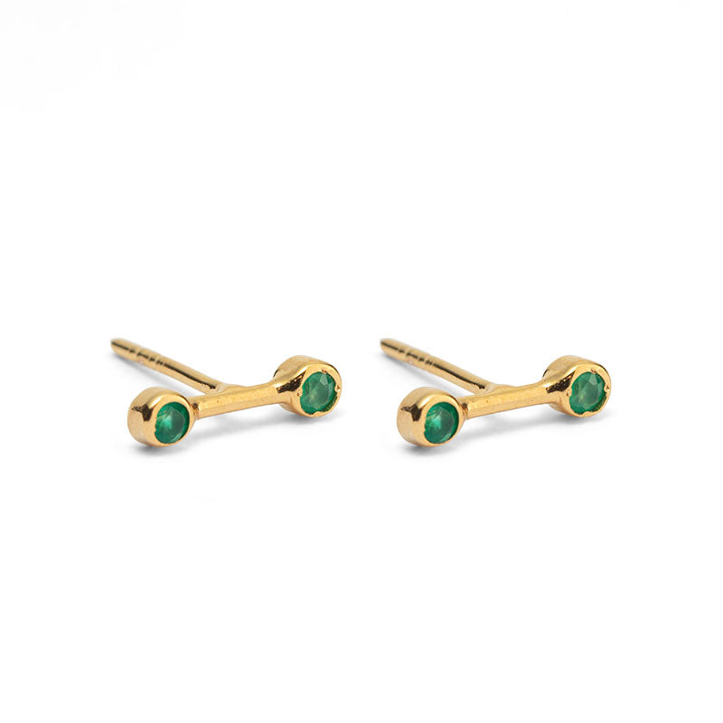 Ara Stud, Green Onyx, Gold