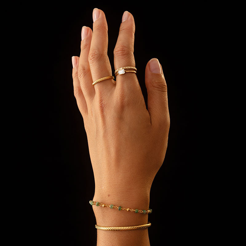 Baguette Ring, White Topaz, Gold