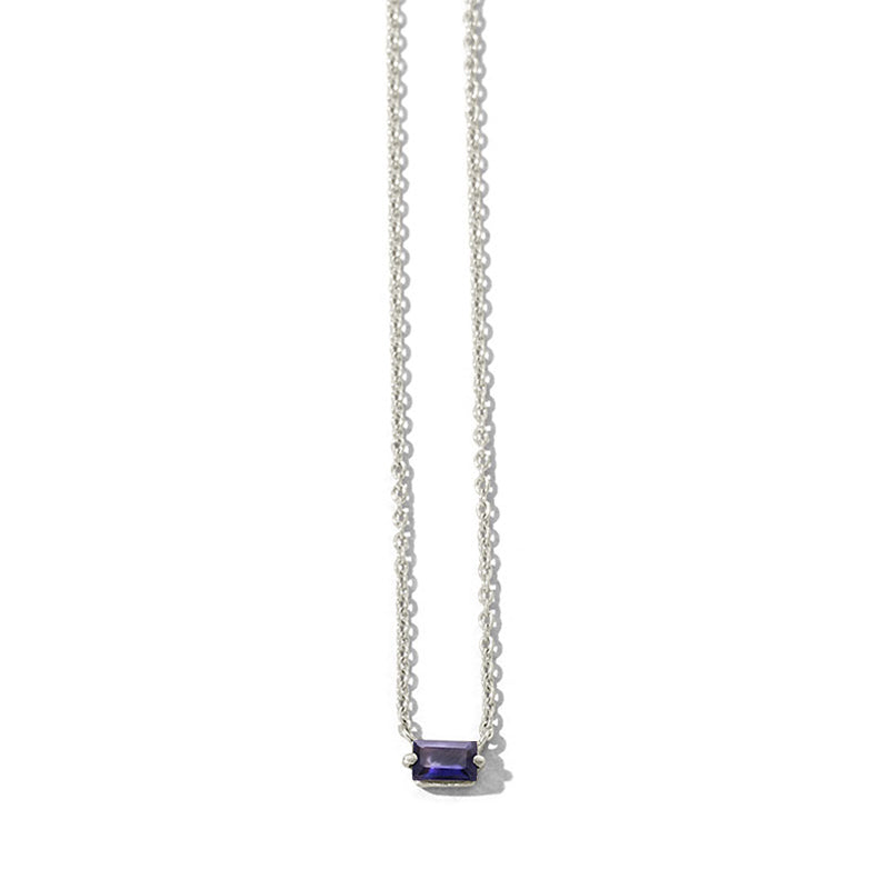 Baguette Mini Necklace, Iolite, Silver