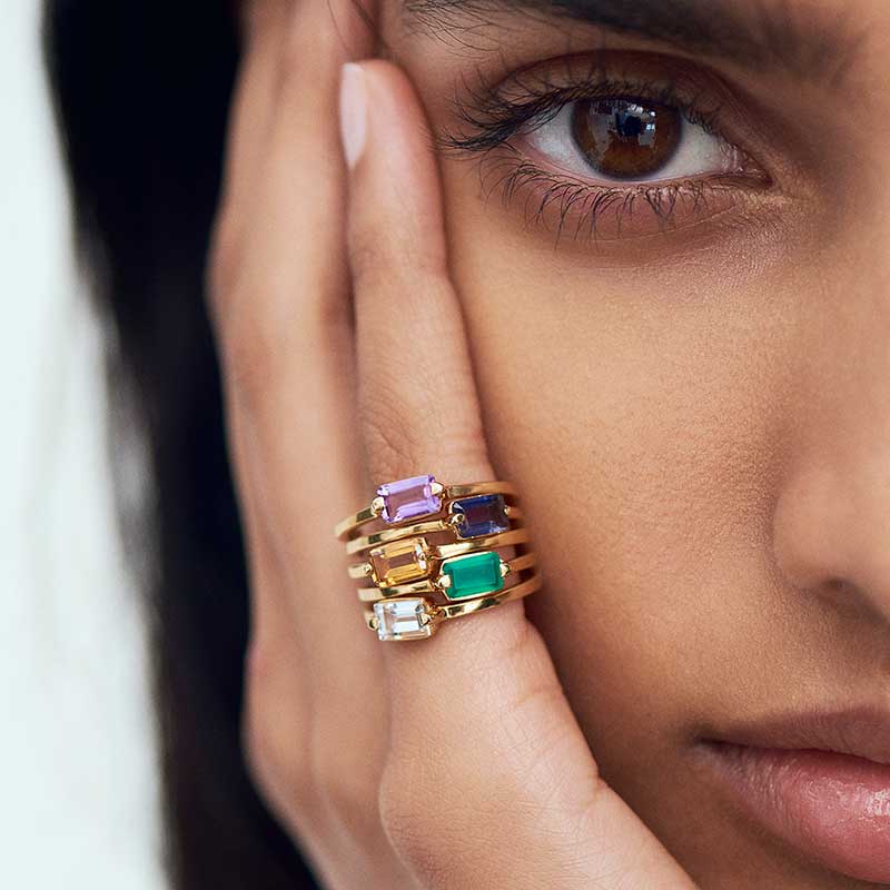 Baguette Ring, Iolite, Gold