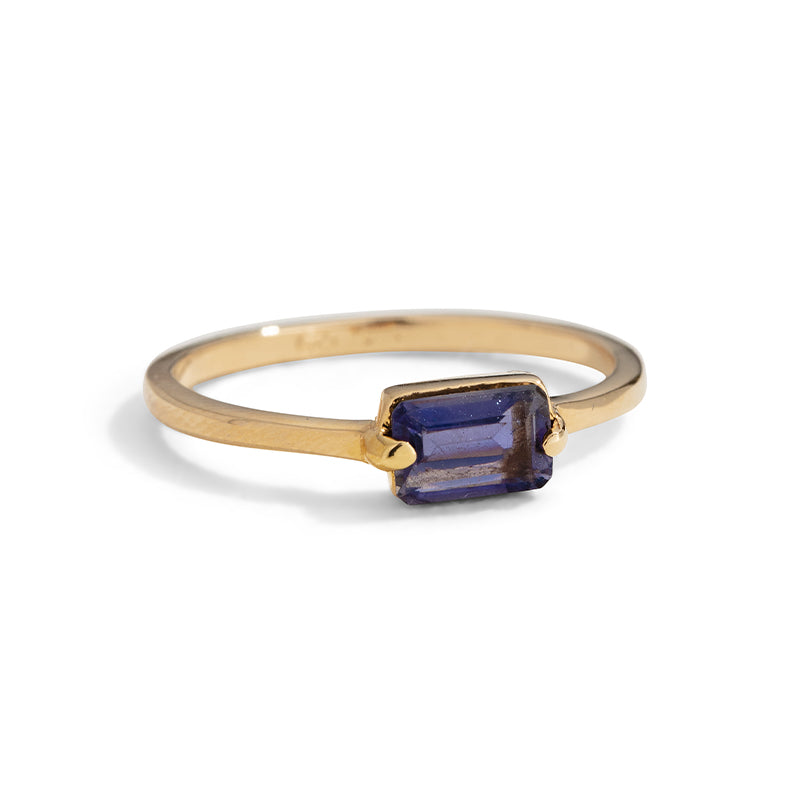 Baguette Ring, Iolite, 9kt Yellow Gold