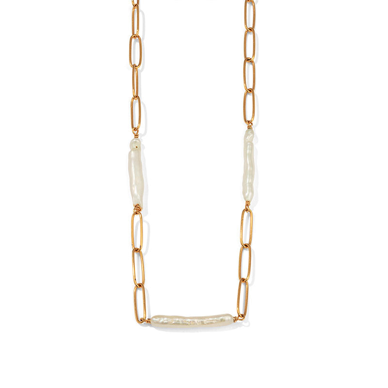 Ios Necklace, Biwa Pearl, Gold