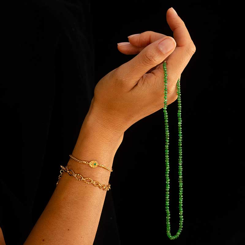 Chronos Strand, Tsavorite Garnet, 9kt Yellow Gold