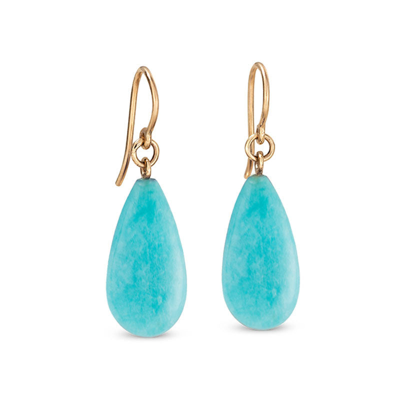 Freya Earring, Amazonite, 9kt Yellow Gold