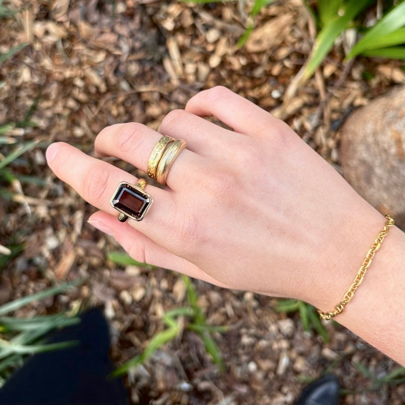 Milos Ring, Smokey Quartz, 9kt Yellow Gold