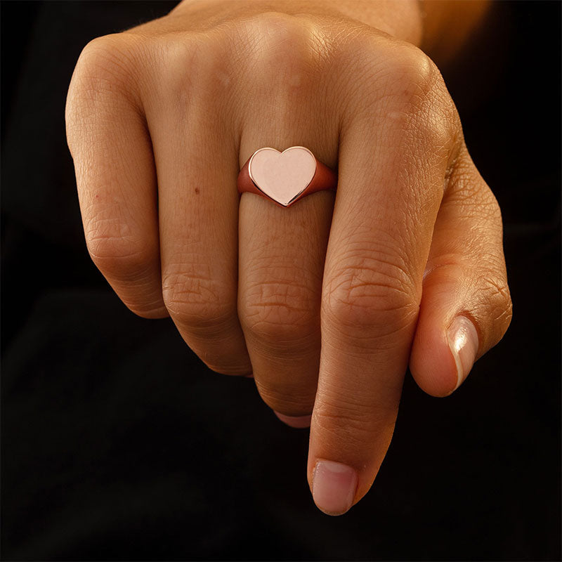 Heart Signet Ring, 9kt Rose Gold