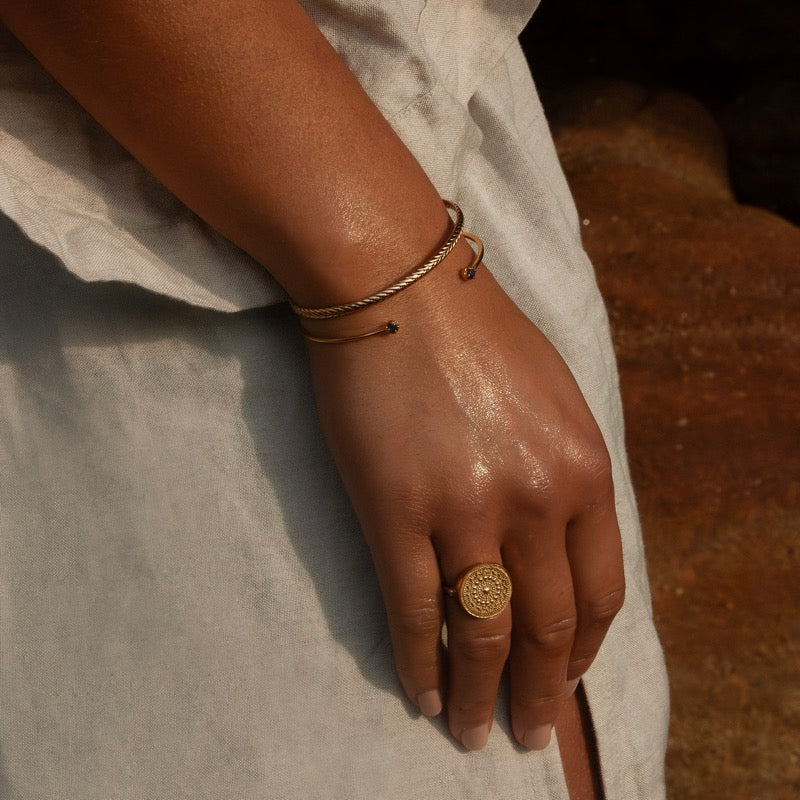 Winkie Cuff, Blue Sapphire, Gold