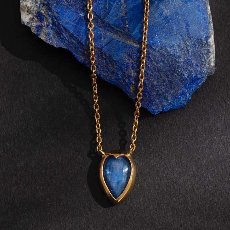 Brave Heart Necklace, Kyanite, Gold