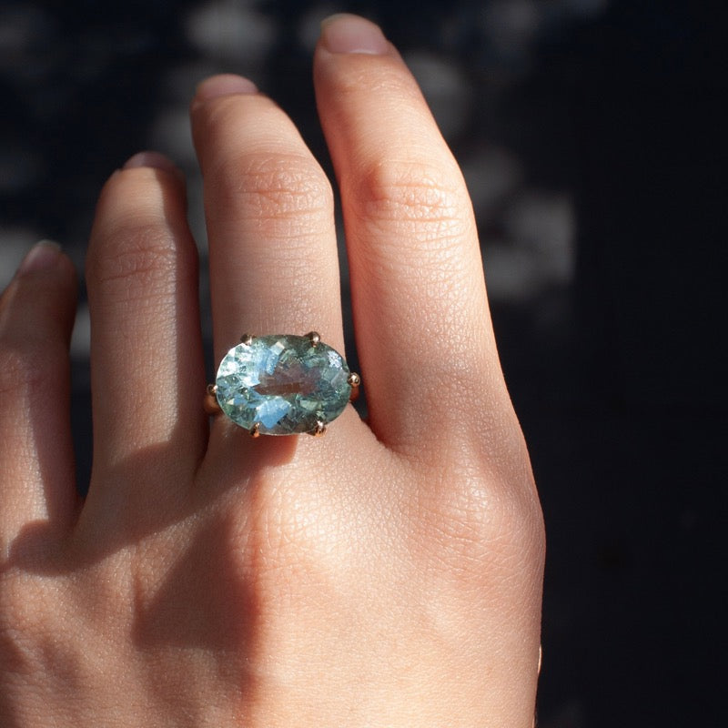 Gold ring with aquamarine shop stone