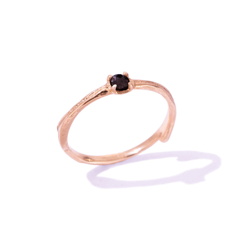 Twig Ring, Black Diamond, 9kt Rose Gold