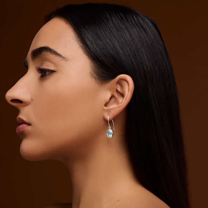 Ida Earring, Blue Topaz, Silver