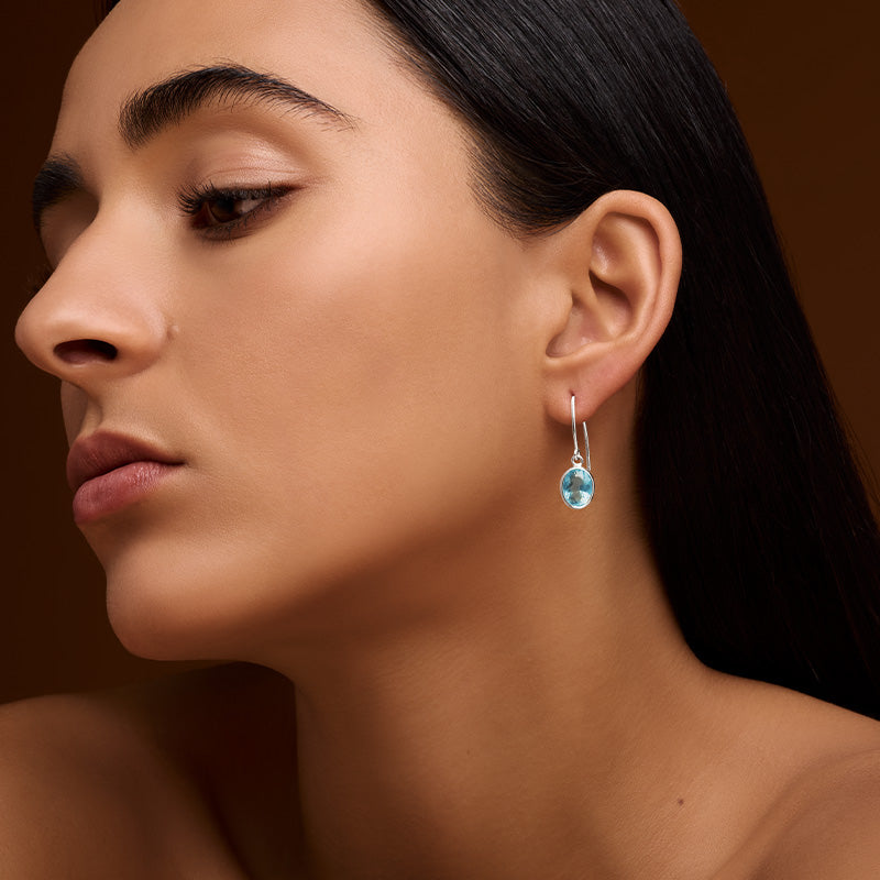 Ida Earring, Blue Topaz, Silver
