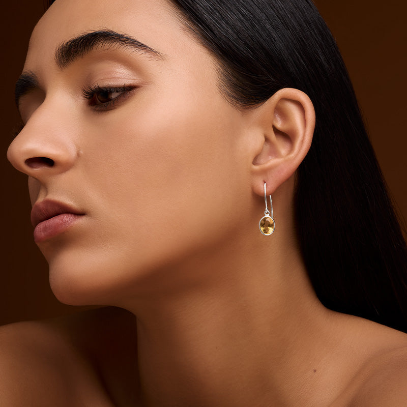 Ida Earring, Citrine, Silver