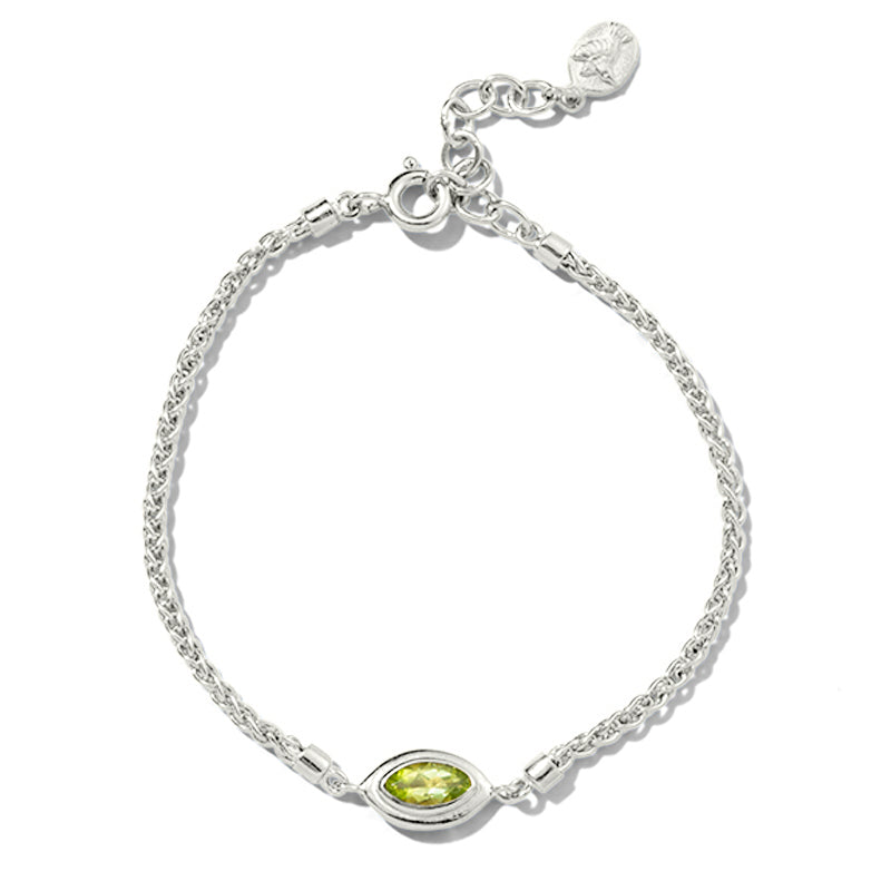 Iris Bracelet, Peridot, Silver