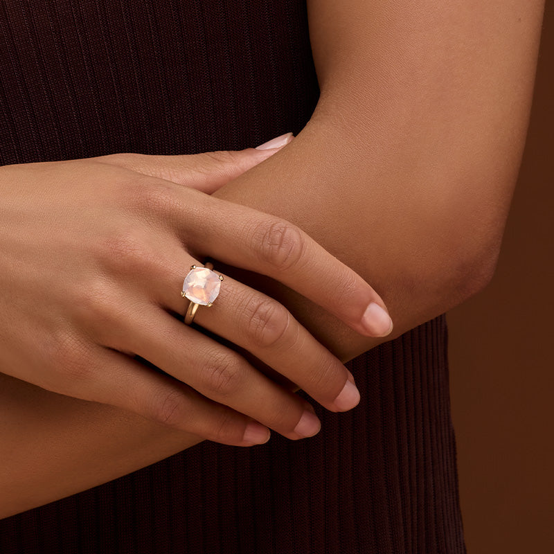 Kara Ring, Rose Quartz, 9kt Yellow Gold