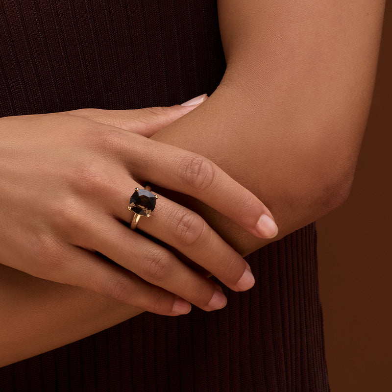 Kara Ring, Smokey Quartz, 9kt Yellow Gold