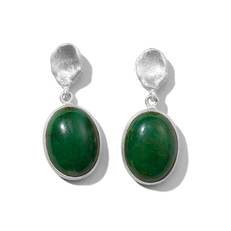 Keshi Stud, African Jade, Silver