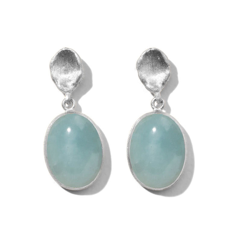 Keshi Stud, Aquamarine, Silver