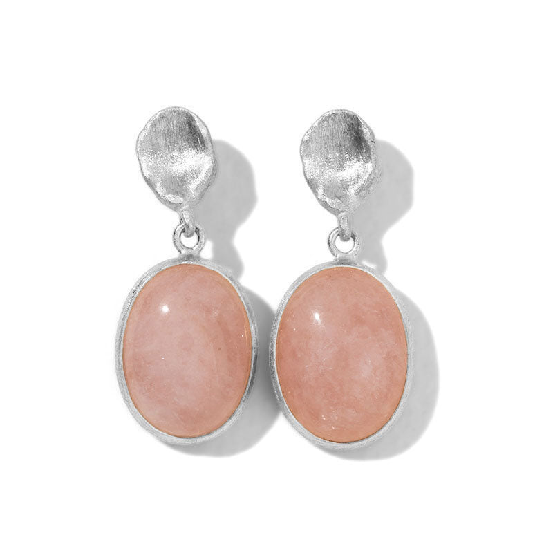 Keshi Stud, Morganite, Silver