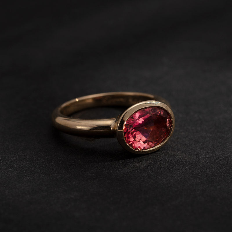 Leone Ring, Pink Tourmaline, 9kt Yellow Gold
