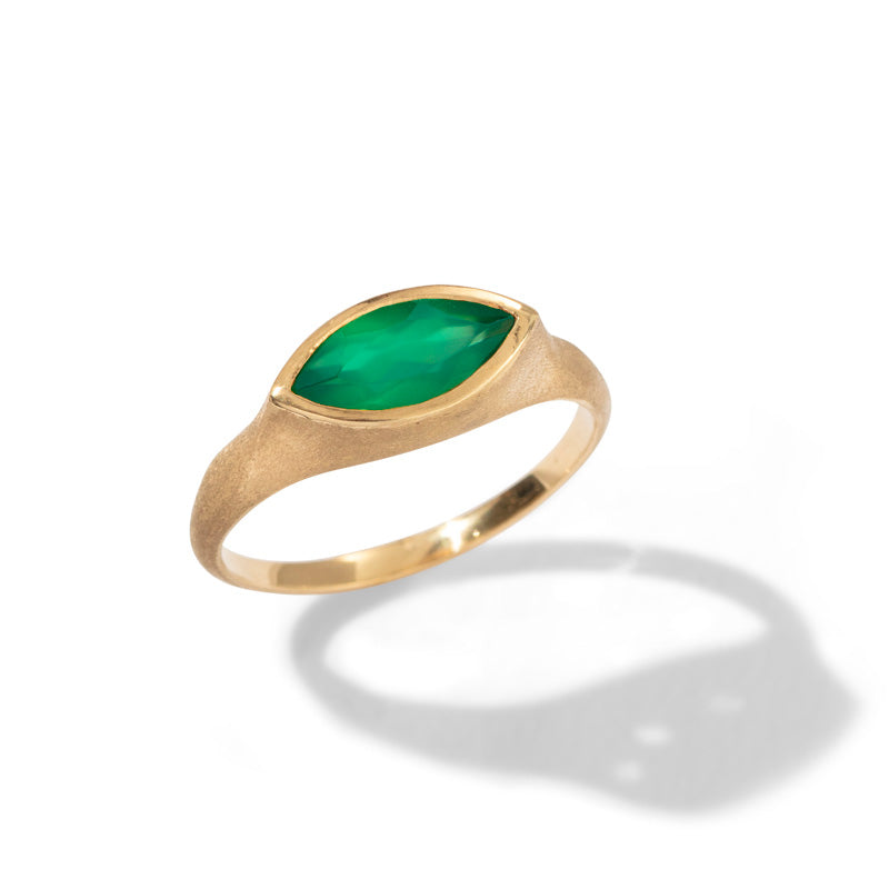 Iris Ring, Green Onyx, Matte Gold