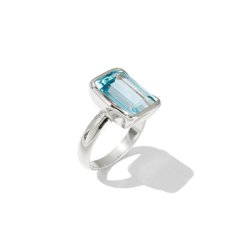 Milos Ring, Blue Topaz, Silver