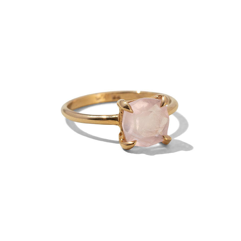 Gold ring deals with rose quartz