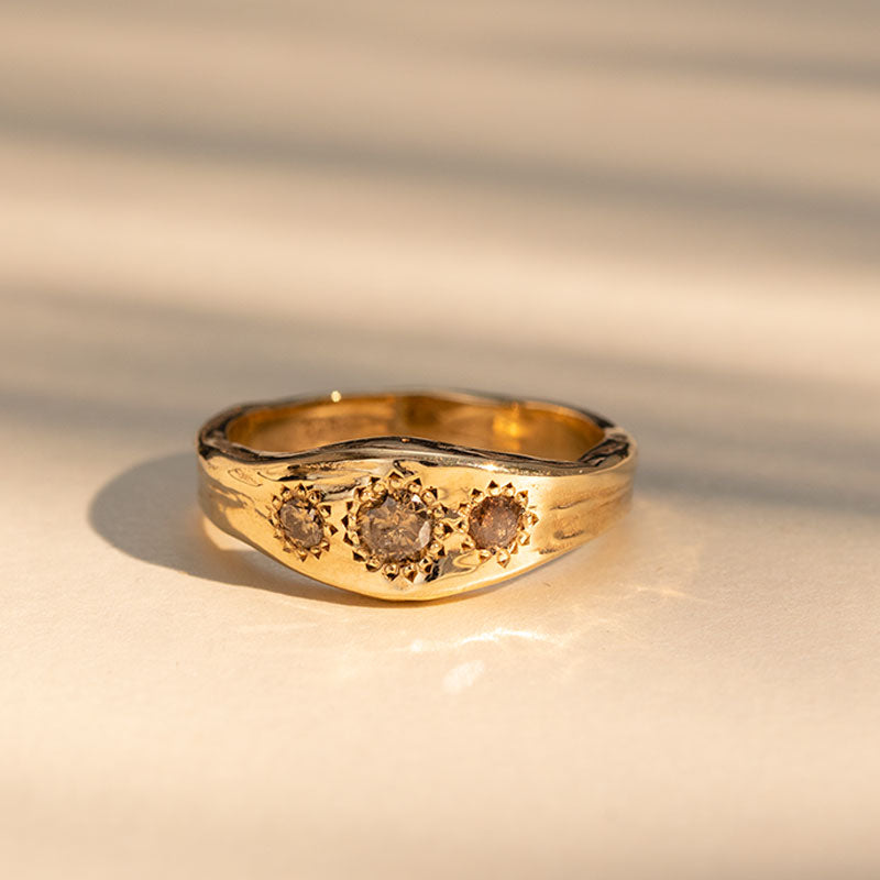 Molten Ring , Diamond, 9kt Yellow Gold