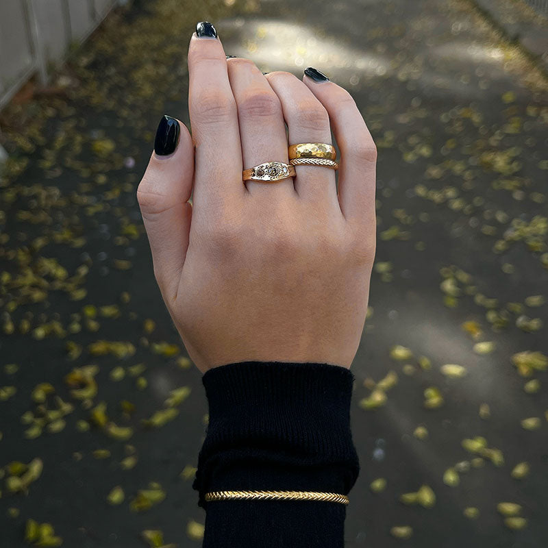 Molten Ring , Diamond, 9kt Yellow Gold