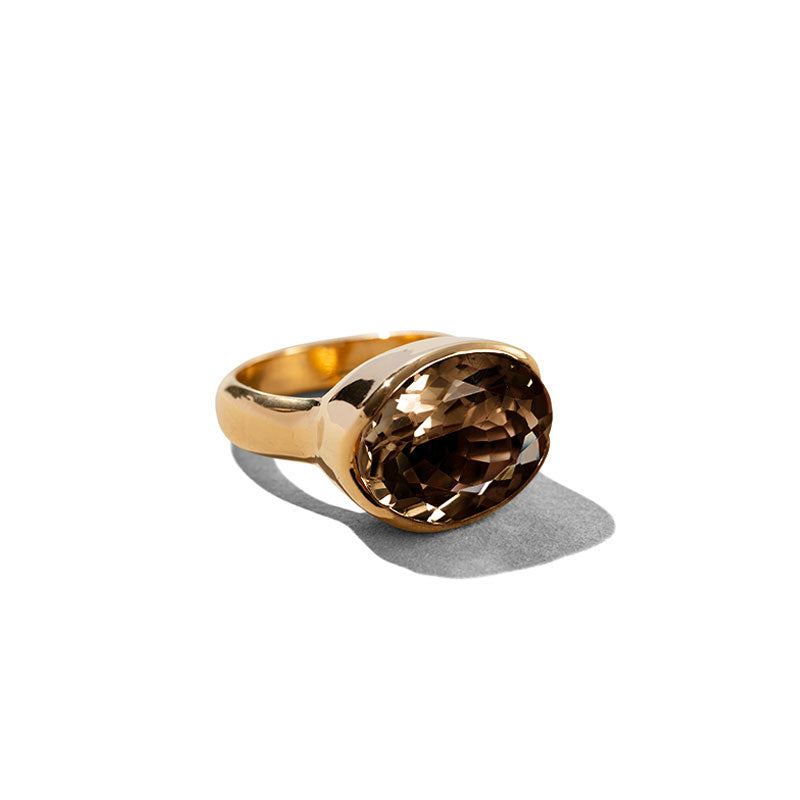 Naxos Ring, Smokey Quartz, Gold