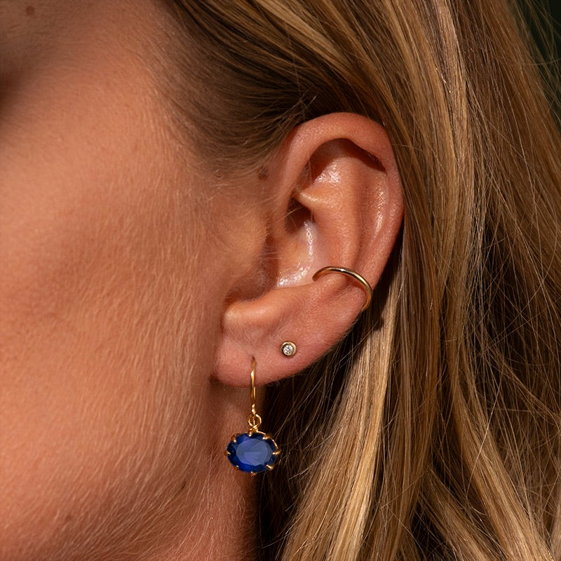 Marie Earring, Iolite, 9kt Yellow Gold
