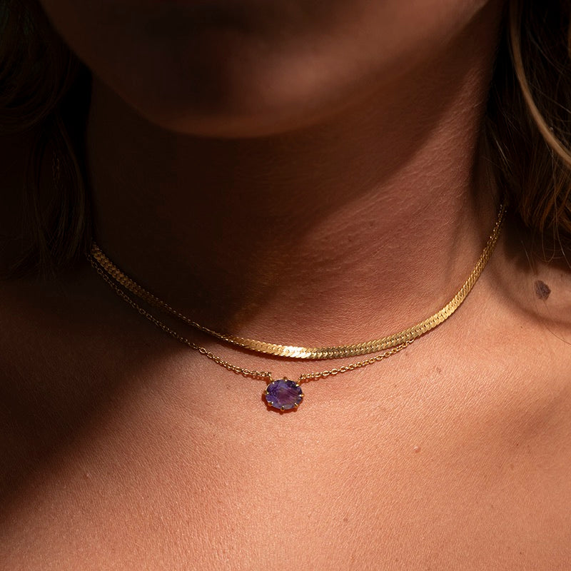 Marie Necklace, Amethyst, Gold