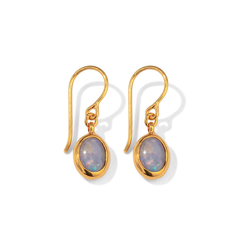 Nova Earring, White Opal, Gold