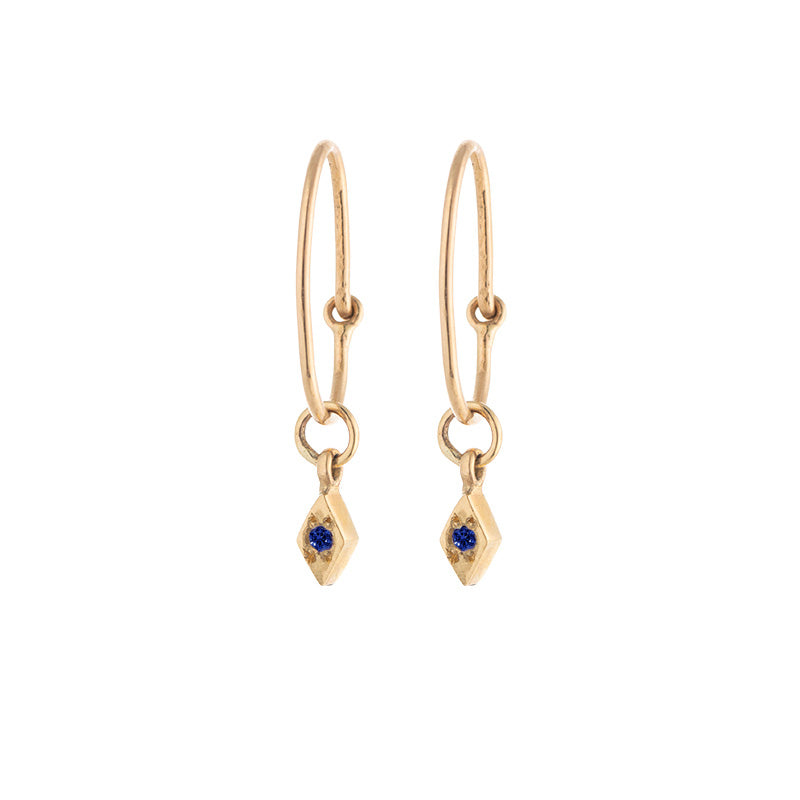 Rhombic Hoop, Blue Sapphire, 9kt Yellow Gold