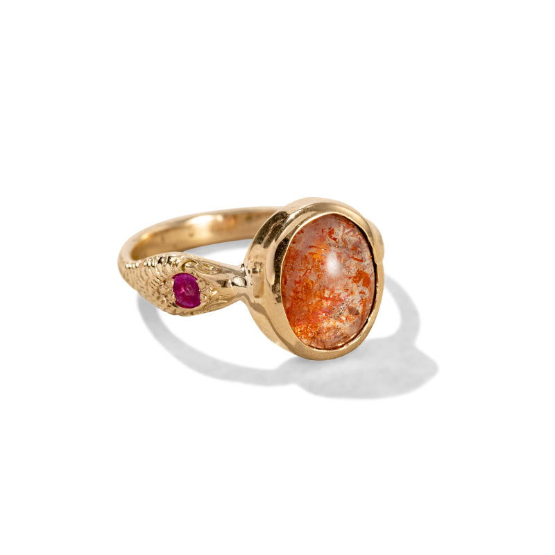 Serpent Ring, Sunstone, 9kt Yellow Gold
