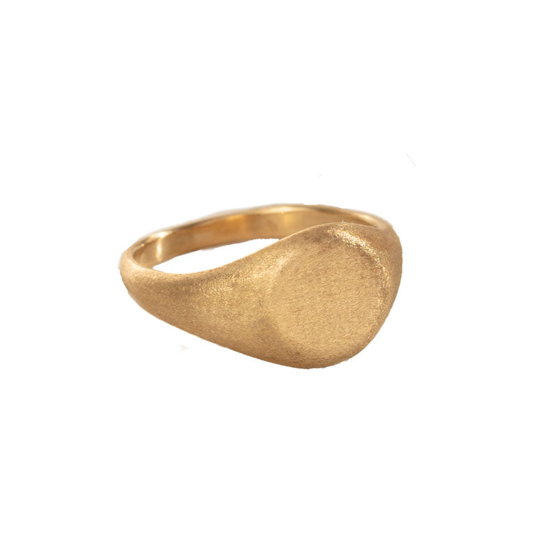 Signet Ring, Matte, 9kt Yellow Gold