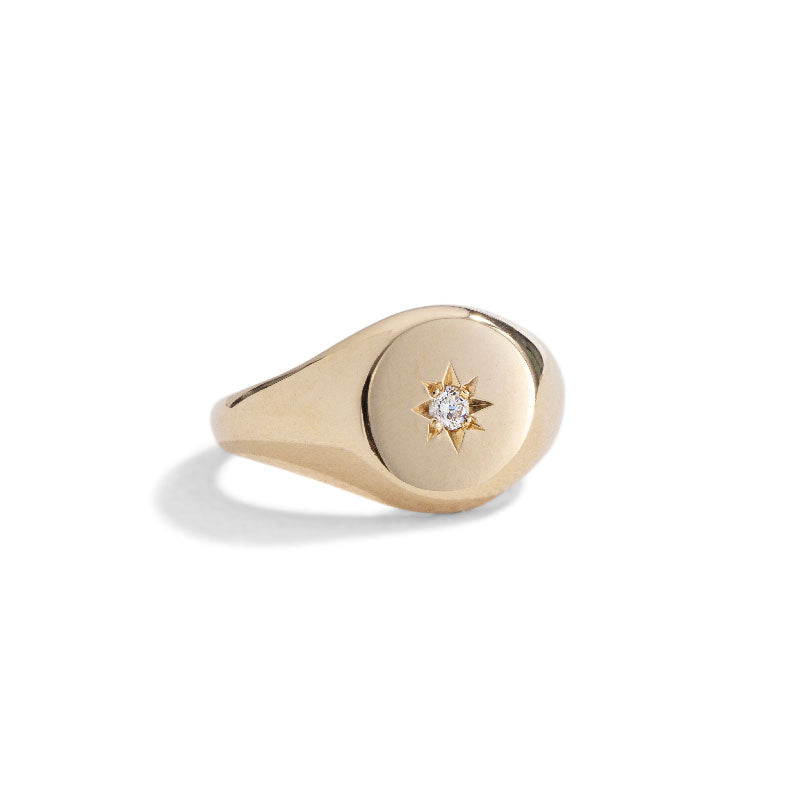 Signet Ring, Diamond, 9kt Yellow Gold