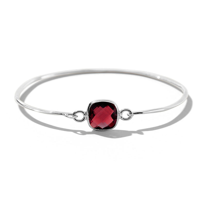 Tetra Bangle, Garnet, Silver
