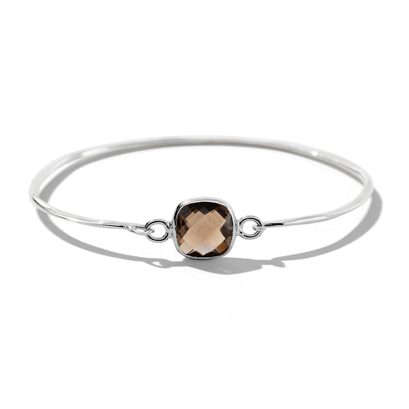 Tetra Bangle, Smokey Quartz, Silver