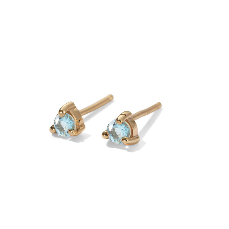 Tiny Stud, Aquamarine, 9kt Yellow Gold