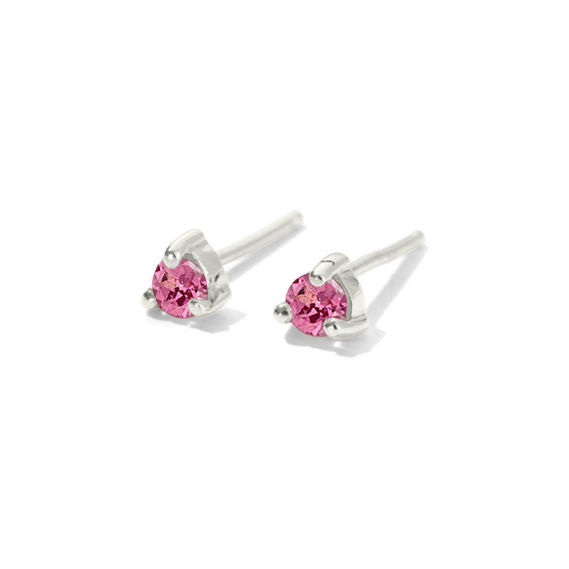 Tiny Stud, Rhodolite Garnet, Silver