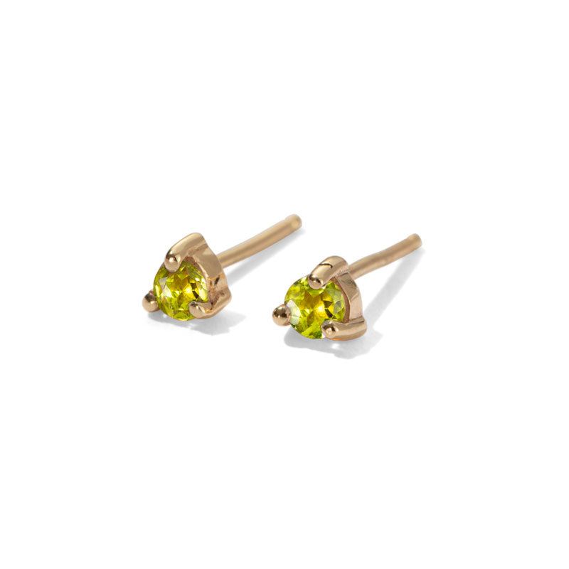 Tiny Peridot Stud in 9kt Yellow Gold – Kerry Rocks Jewellery