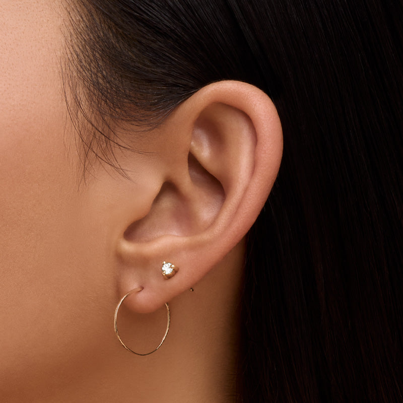 Tiny Stud, White Topaz, Gold