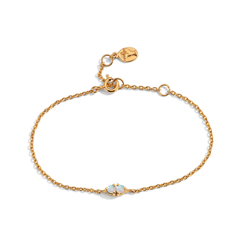 Twin Bracelet, White Opal, Gold