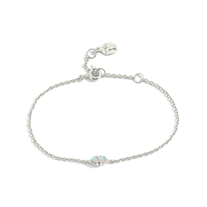 Twin Bracelet, Opal, Silver